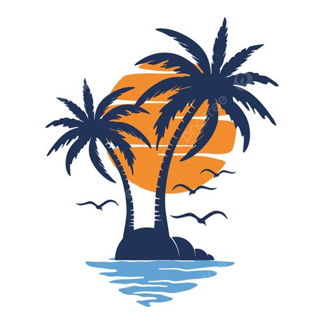 Sunset Logo Inspiration Design Beach Palm Trees And Concept, Sunset Logo, Palm Tree Logo, Tree ...