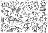 Sea Underwater Animals Set To Be Colored The Big coloring Book For  sketch template