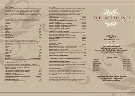 Updated price list - The Lash Lounge