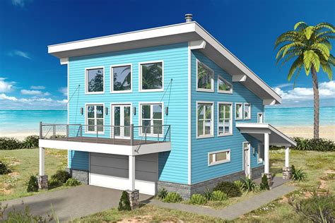 Plan 68666VR: Beach House Plan with 3rd Floor Art Loft | Beach house ...