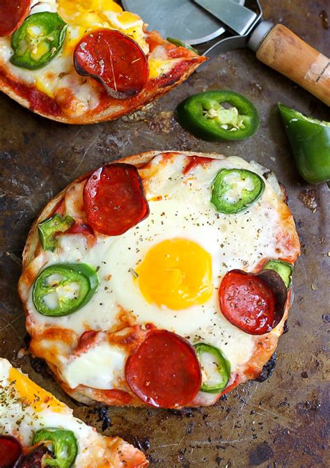 Breakfast Pizza Bagels - Baker by Nature