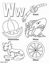 Letter W 2 coloring Page sketch template