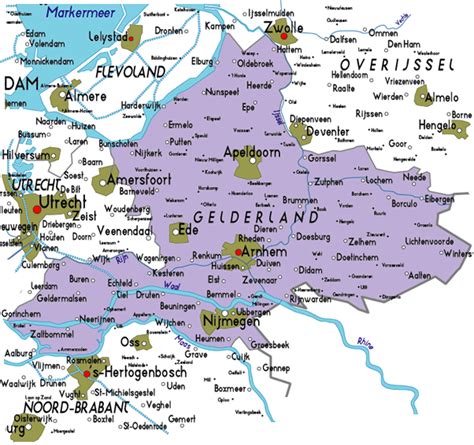 Map of Gelderland Province City | Map of Netherlands Political Regional Province