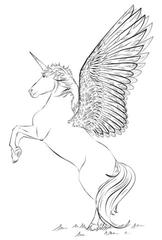 Unicorn with Wings coloring page | Free Printable Coloring Pages