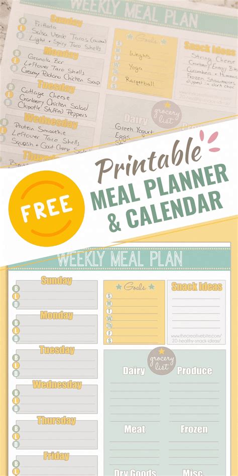 Free Printable Weekly Meal Planner + Calendar | Meal planner printable free, Weekly meal planner ...