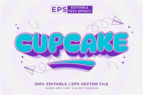 Premium Vector | Editable text effect cupcake 3d cartoon cute template style premium vector