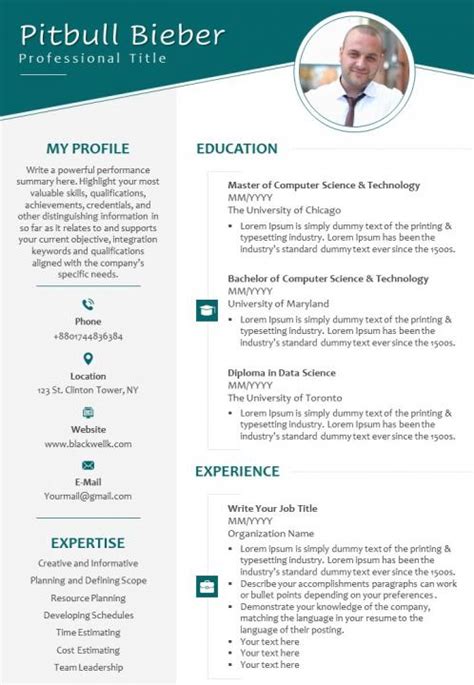 Self Introduction Sample CV For Job Search | PowerPoint Design Template ...