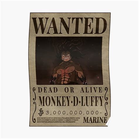 "Monkey D Luffy Wanted One Piece Nika Nika Joy Boy Luffy Gear 5th ...