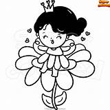 Coloring Page Princess On A flower  Supercoloredcom sketch template