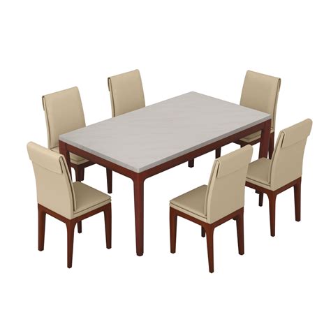 Buy Terrene 6 Seater Dining Table Set in Beige | Godrej Interio