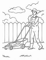 Lawn Mower Coloring Pages Drawing Man  sketch template