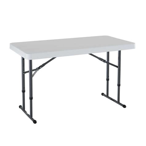 Buy LIFETIME 80160 Commercial Height Adjustable Folding Utility Table, 4 Feet, White Granite ...