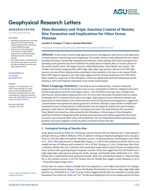 Plate Boundary and Triple Junction Control of Shatsky Rise Formation ...