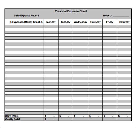 FREE 9+ Sample Expense Sheet Templates in PDF | MS Word