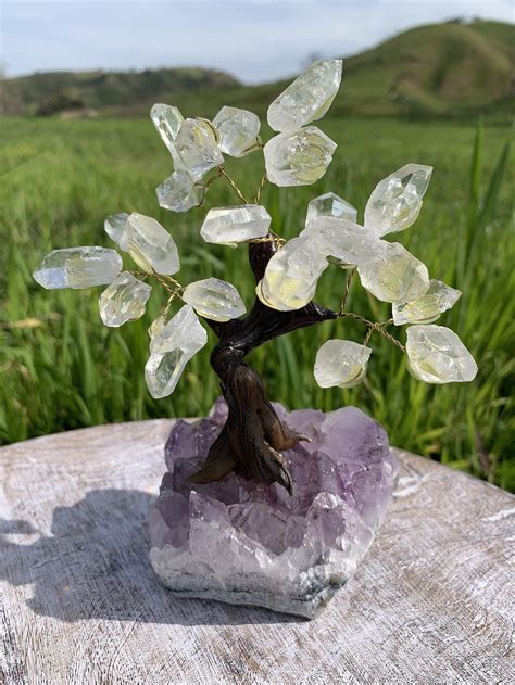 Stone Tree on Amethyst Base - Home Decor - CHOOSE your Crystal (HW) – Rock Paradise