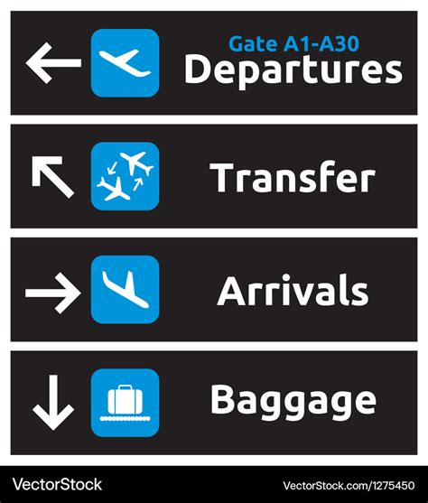 Airport signs Royalty Free Vector Image - VectorStock