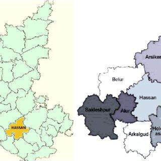 Karnataka map showing Hassan district Fig.2. Hassan district map... | Download Scientific Diagram