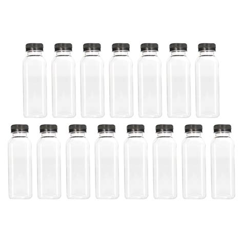 15pcs Empty Beverage Containers Plastic Juice Bottles with Lids for or ...