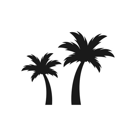 Palm coconut tree black silhouette summer illustration logo vector ...