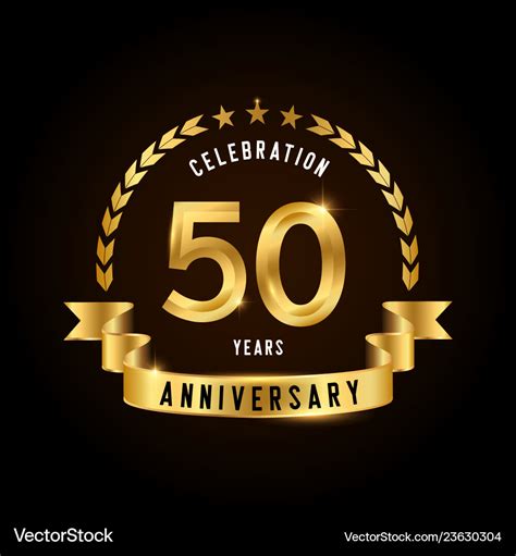 50 years anniversary celebration logotype golden Vector Image