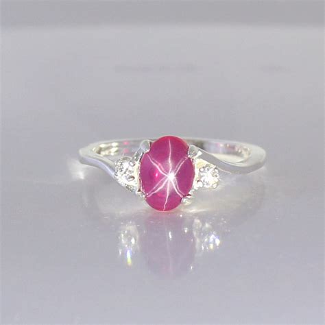 Star Pink Sapphire Ring Sterling Silver FREE by TSNjewelry on Etsy