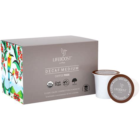 Medium Decaf Roast Coffee Pods - Organic, Non toxic, Recyclable | Lifeboost Coffee