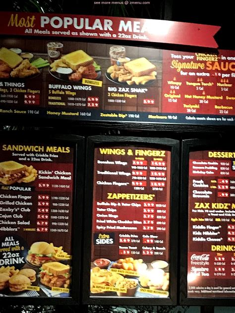 Zaxby's Printable Menu