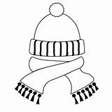 Winter Clothing  Hat And Scarf In Coloring Page sketch template