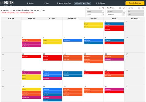 Social Media Calendar Template | Adnia Solutions | Social media ...