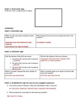 Atomic structure PhET Simulation guided worksheet BASIC | TPT