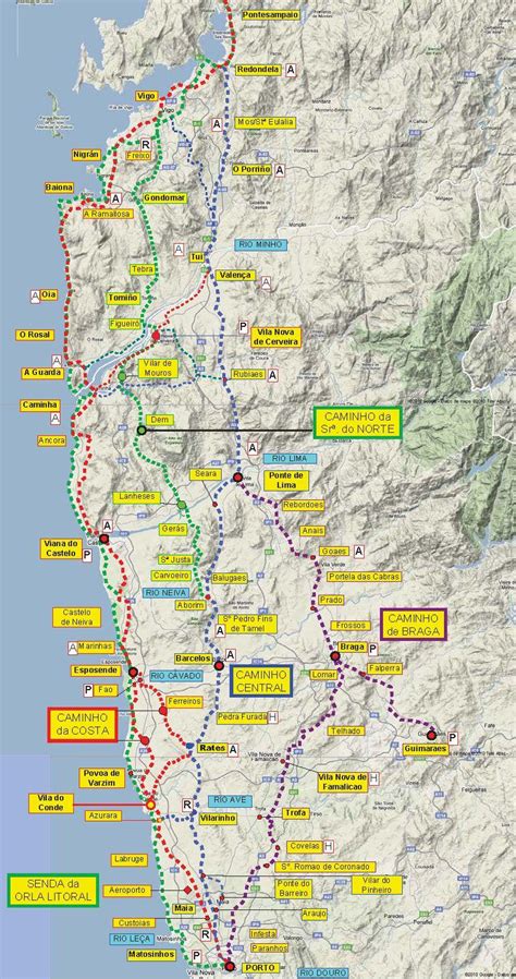 Camino Portuguese map - Camino Portugues map (Southern Europe - Europe)