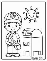 Coloring Mailman Pages Mail Carrier Postman Community Helpers Post  sketch template