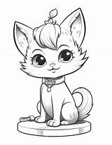 Premium Photo  Coloring Pages Of A Cat With collar And sketch template