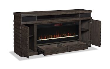 Ember 70'' Gray Fully Assembled Electric Fireplace and TV Stand | Bob's ...