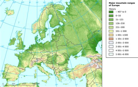 Major mountain ranges of Europe - eps file