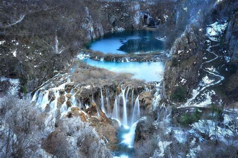 Plitvice lakes in Croatia during winter : r/europe