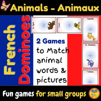 French Animals - Les Animaux - 2 Fun Domino Games to use New French ...