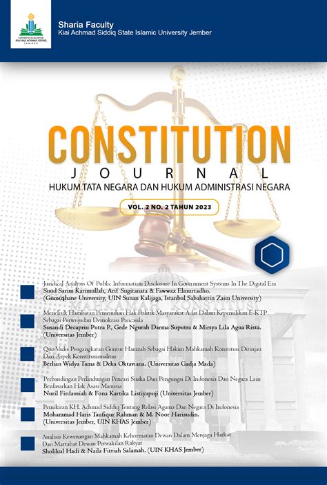 Vol. 2 No. 2 (2023): Constitution Journal December 2023 | Constitution Journal