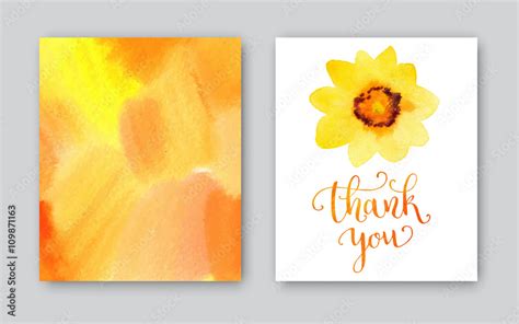 Thank you watercolor card template. Bright hand painted background ...