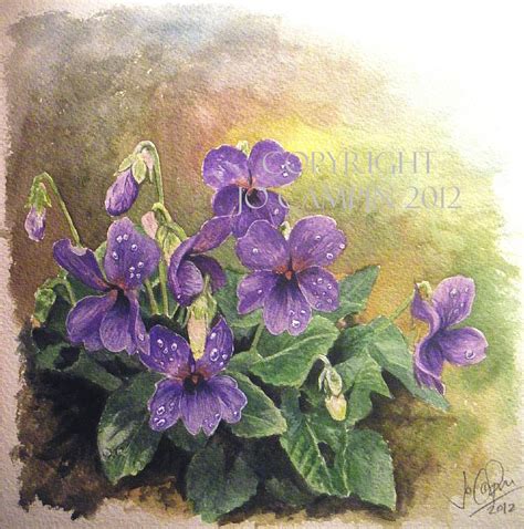 Sweet Violets Watercolor Painting