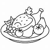 Coloring Page roasted chicken On A Plate With Tomatos  Premium AI sketch template