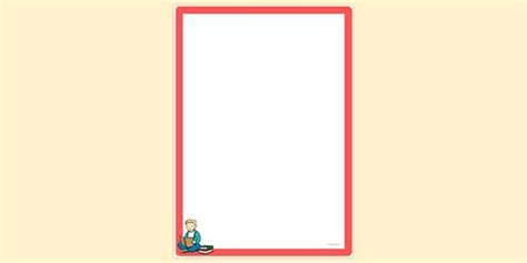 Simple Blank Child Reading a Book Page Border | Page Borders