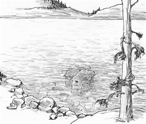 Lake Sketch at PaintingValley.com | Explore collection of Lake Sketch