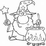 Ausmalbild Zauberer Schwenkt Einen Mit Zauberstab Undbereitet  sketch template