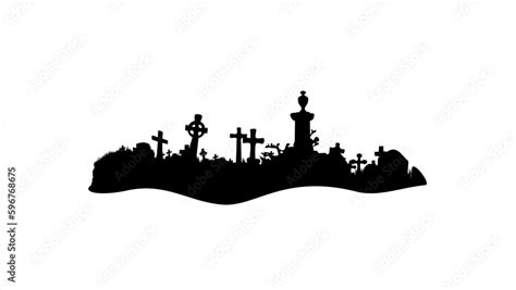 cemetery silhouette Stock Vector | Adobe Stock