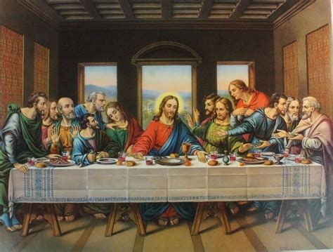 what is the value of the last supper painting Vintage zabateri last supper framed print 950's