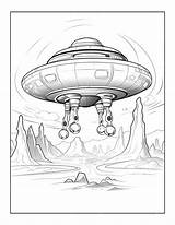 Premium Photo  Alien Spaceship Coloring Pages For KDP sketch template