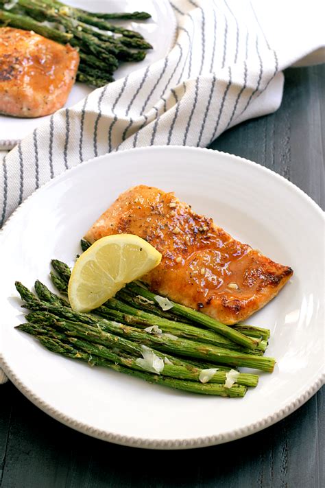 Honey-Glazed Salmon with Broiled Asparagus - Two of a Kind