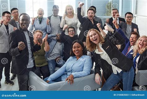 Happy Team of Diverse Corporate Employees in the Office Lobby. Stock ...