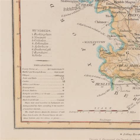 Hand-Colored Engraving Map "Buckinghamshire," Mid to Late 19th Century ...